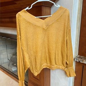 WE THE FREE - Mustard V-neck Sweater, Size XS